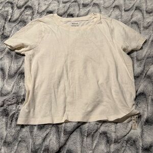 Madewell Off-White Boxy Crop Casual Tee